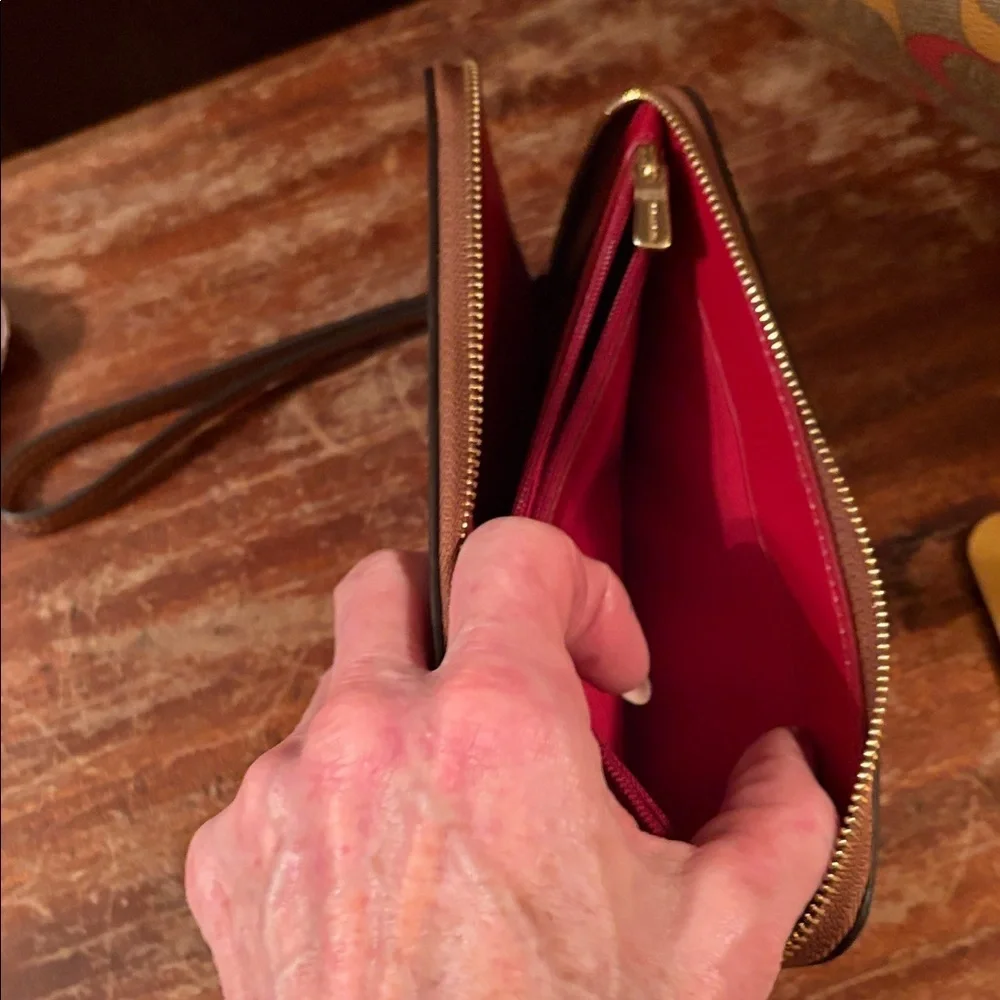 Coach Pink and Orange Signature Tote with Wallet